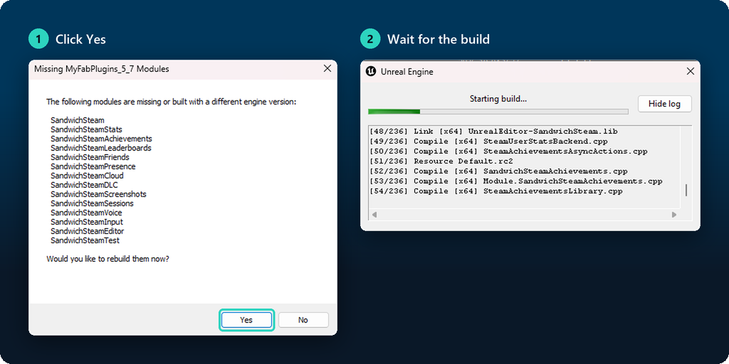 The Missing Modules rebuild dialog