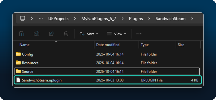 Plugin folder layout in Explorer